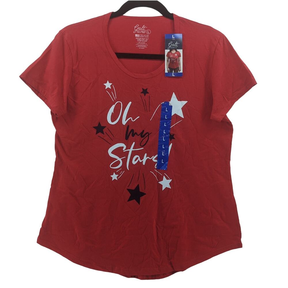 Galt Oh‎ My Stars Patriotic Shirt L Red Womens July 4th Independence Day TShirt
